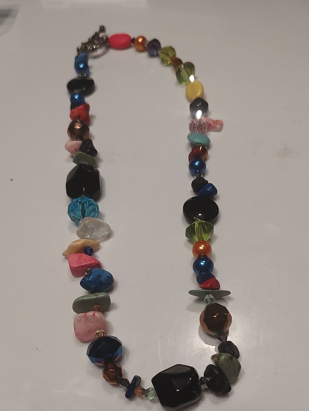 Eclectic bohemian-style beaded necklace featuring Multi Media Beads